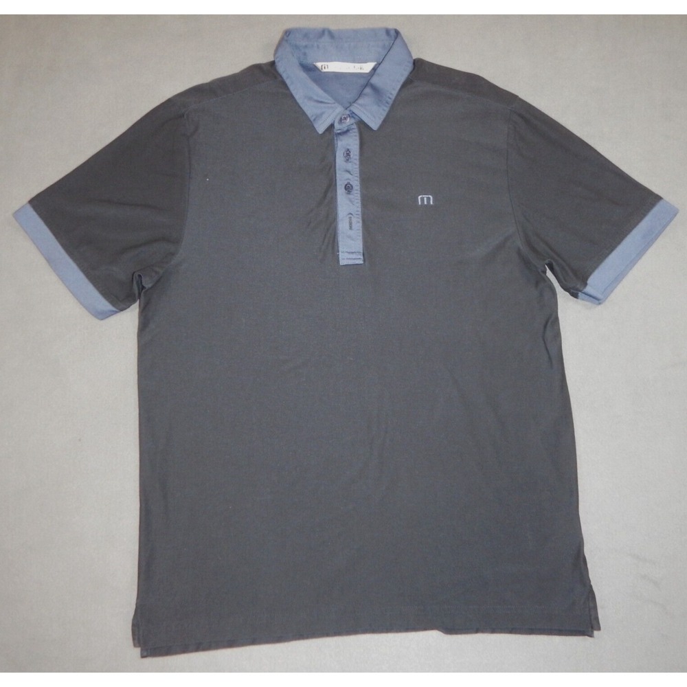 Travis Mathew Polo Shirt Mens Large Black Blue Pima Cotton Golf